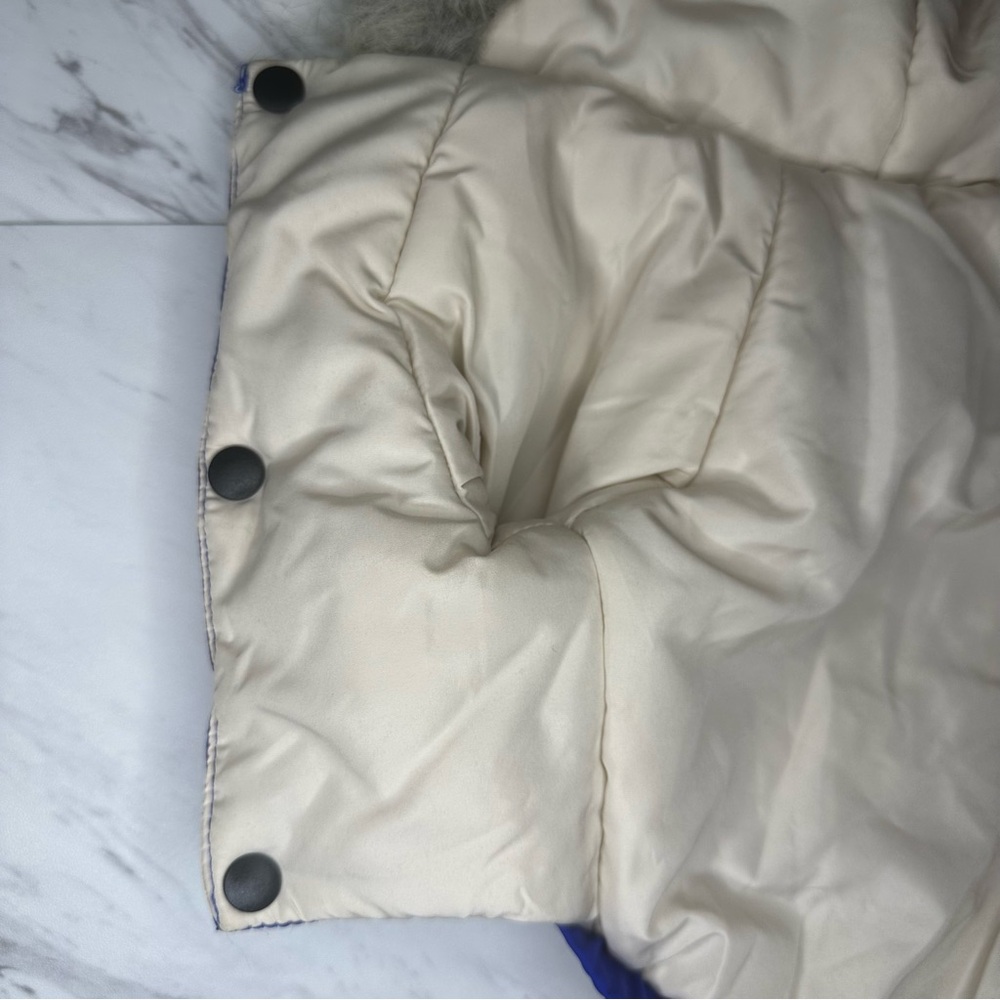 Pet Winter Parka - Faux Fur Hood & Pockets - Blue - Size Large (30cm) - Picture 7 of 15